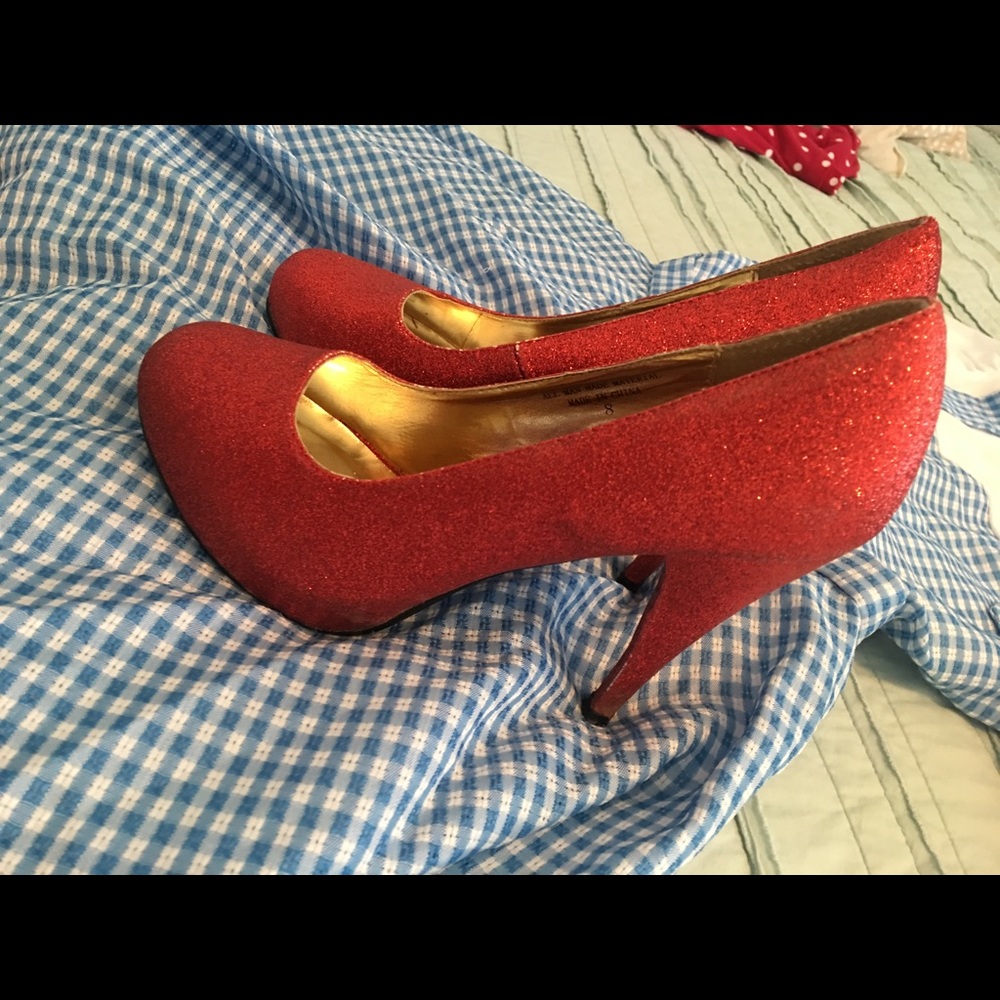 Red glitter heels